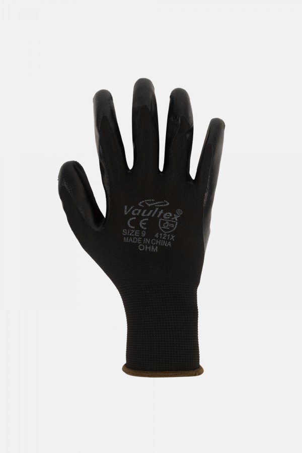 Black Lightweight Nitrile Coated Gloves with Abrasion Resistant Anti-Acid and Anti-Alkali 
